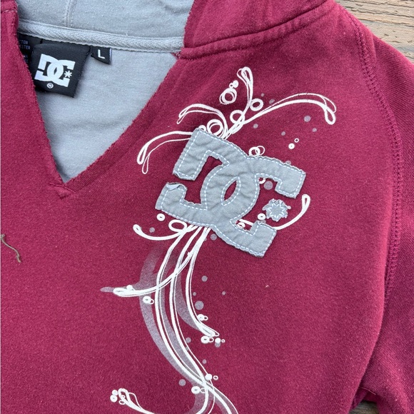 Vintage Y2K DC Shoes Hoodie Sweatshirt Maroon Women’s L - Picture 6 of 11